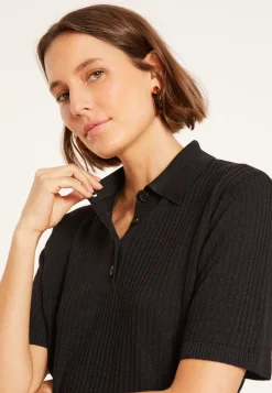 Maison Montagut T-Shirts>Polo A Cotes En Lin Flamme - Petunia