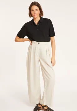 Maison Montagut T-Shirts>Polo A Cotes En Lin Flamme - Petunia