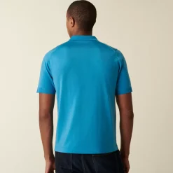 Maison Montagut Fil Lumiere Pour Lui>Polo En Fil Lumiere A Motifs Triangles - Dilem Bleu Moyen