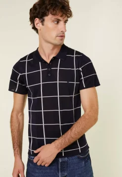 Maison Montagut Fil Lumiere Pour Lui>Polo Homme Carreaux Fil Lumiere - Marin