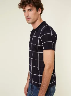 Maison Montagut Fil Lumiere Pour Lui>Polo Homme Carreaux Fil Lumiere - Marin