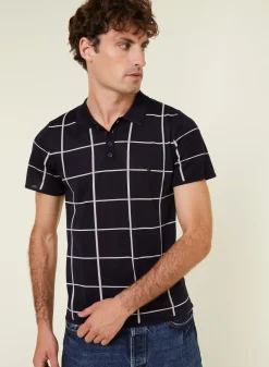 Maison Montagut Fil Lumiere Pour Lui>Polo Homme Carreaux Fil Lumiere - Marin