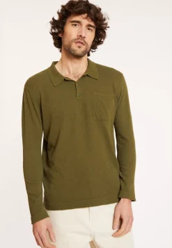Maison Montagut Polos>Polo Manches Longues En Coton Brosse - Donovan