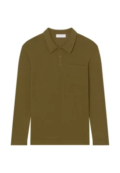Maison Montagut Polos>Polo Manches Longues En Coton Brosse - Donovan