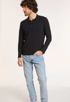 Maison Montagut Polos>Polo Manches Longues En Coton Brosse - Donovan