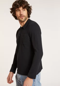 Maison Montagut Polos>Polo Manches Longues En Coton Brosse - Donovan
