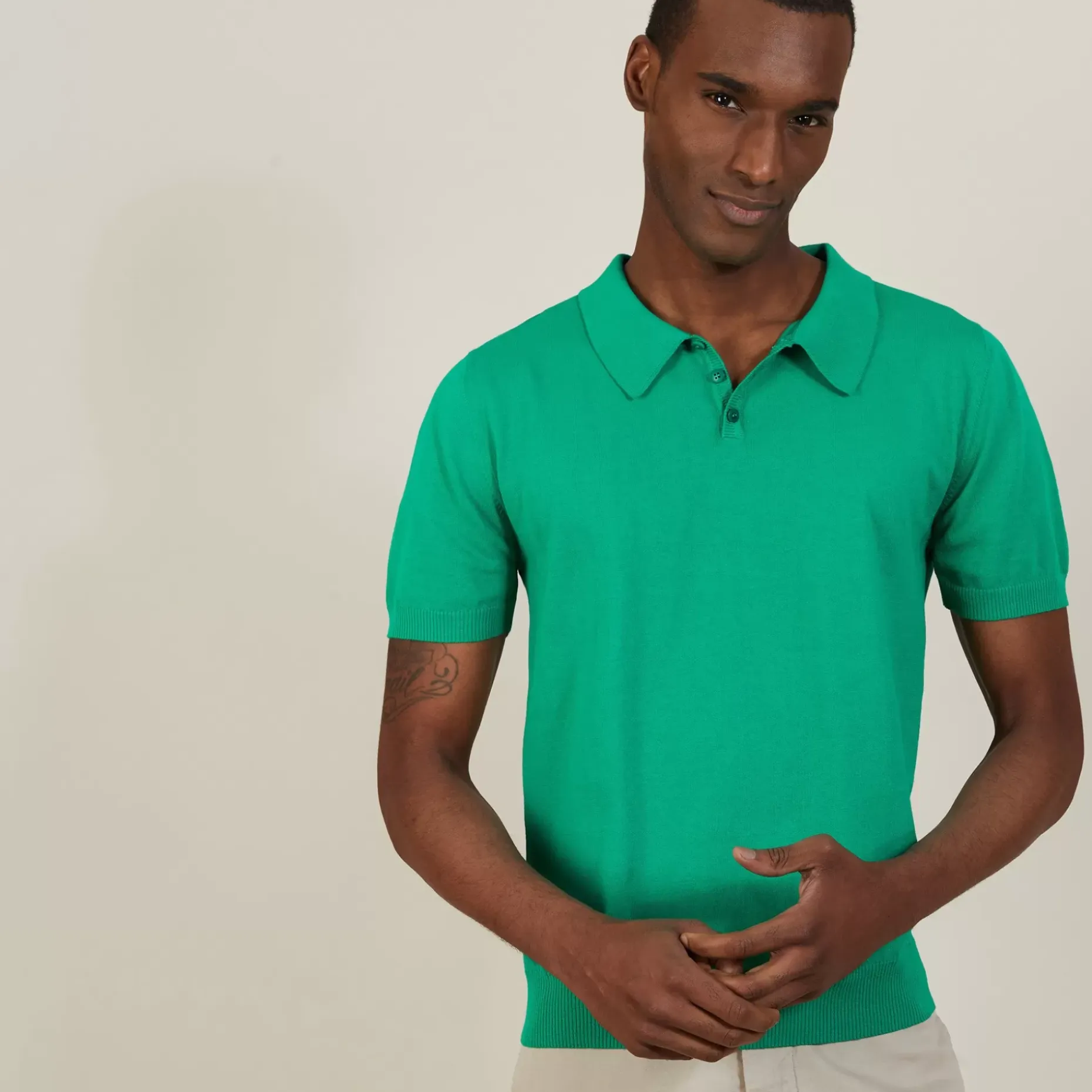 Maison Montagut Polos>Polo Uni En Coton Sec - Bank