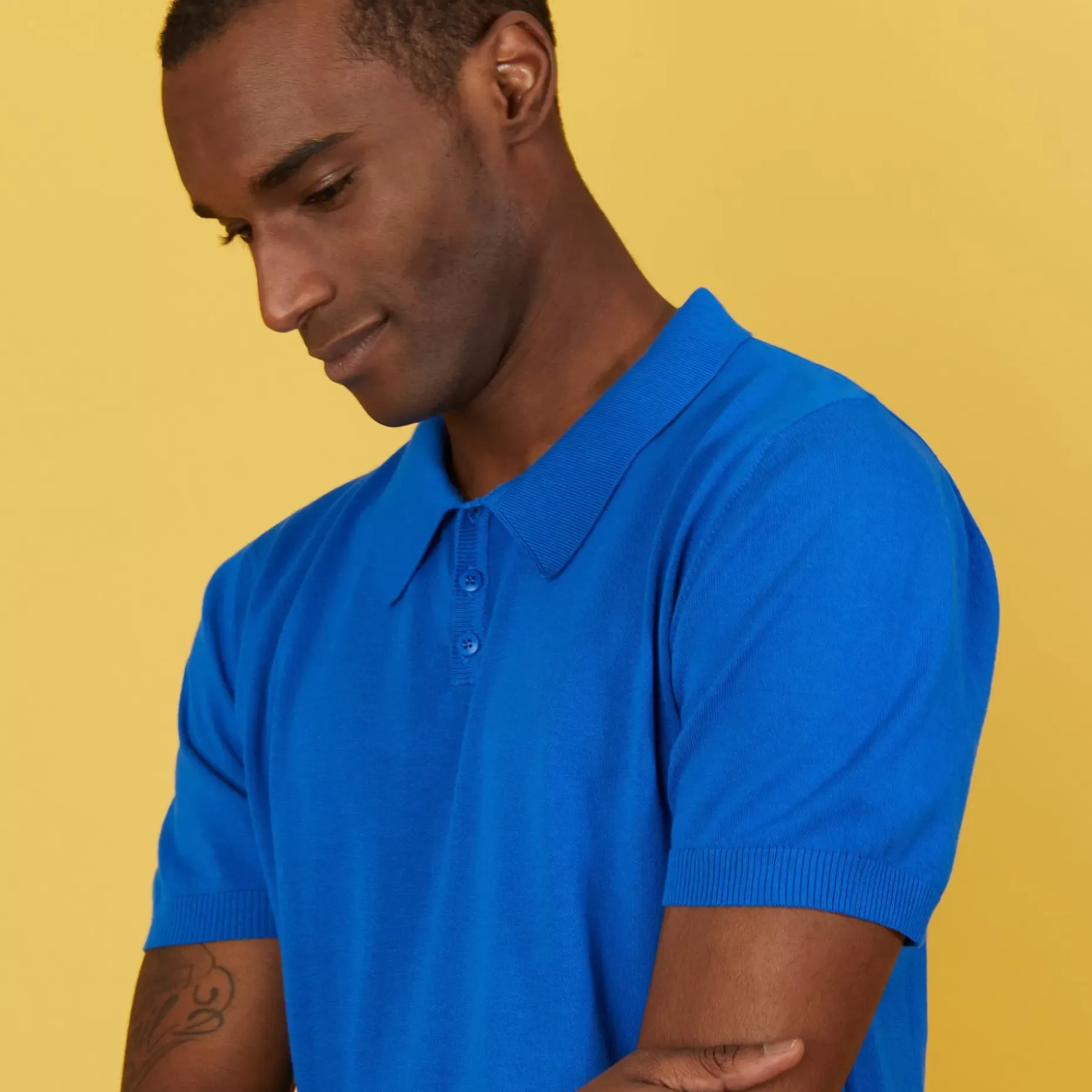 Maison Montagut Polos>Polo Uni En Coton Sec - Bank