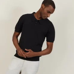 Maison Montagut Polos>Polo Uni En Coton Sec - Bank