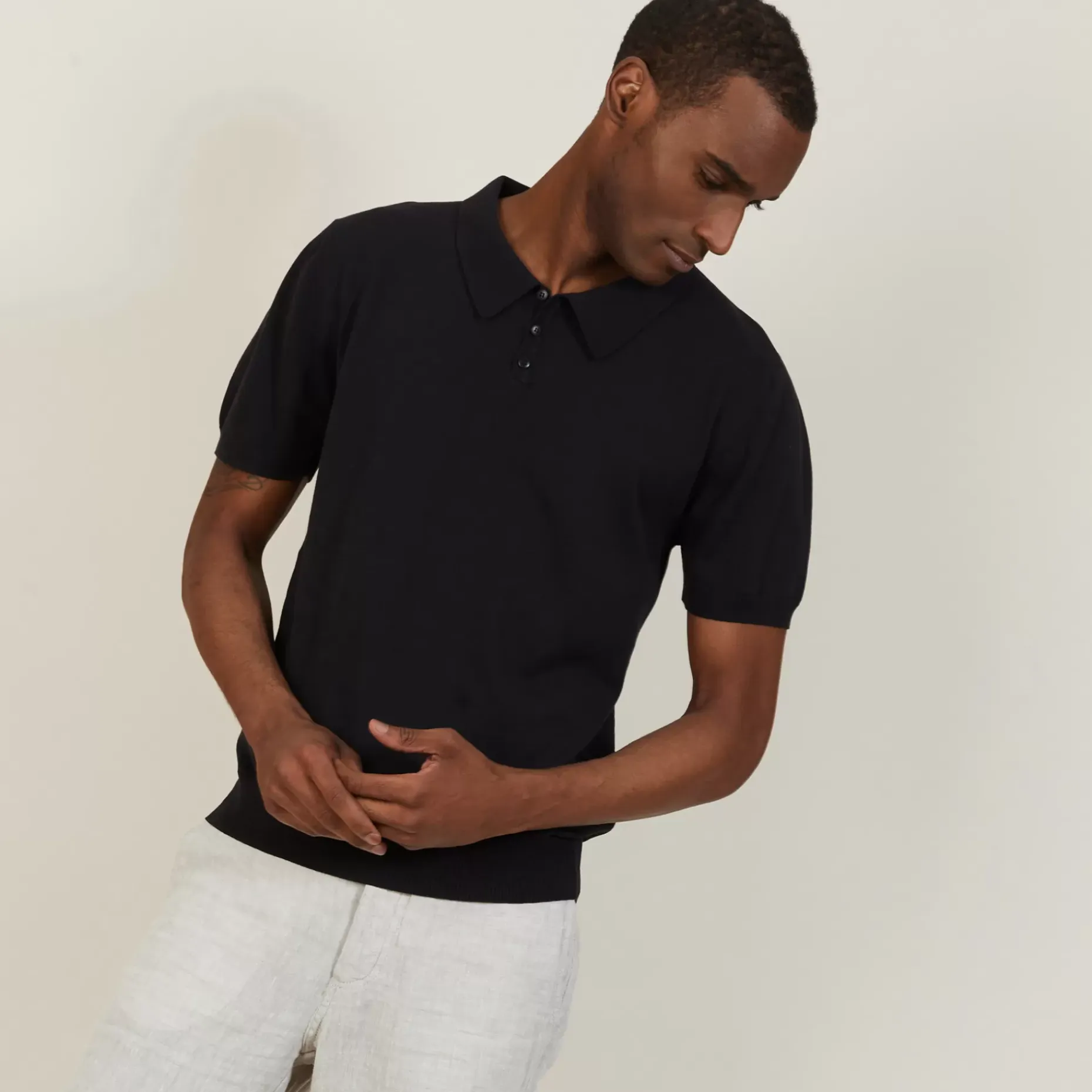 Maison Montagut Polos>Polo Uni En Coton Sec - Bank