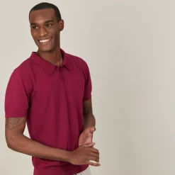 Maison Montagut Polos>Polo Uni En Coton Sec - Bank