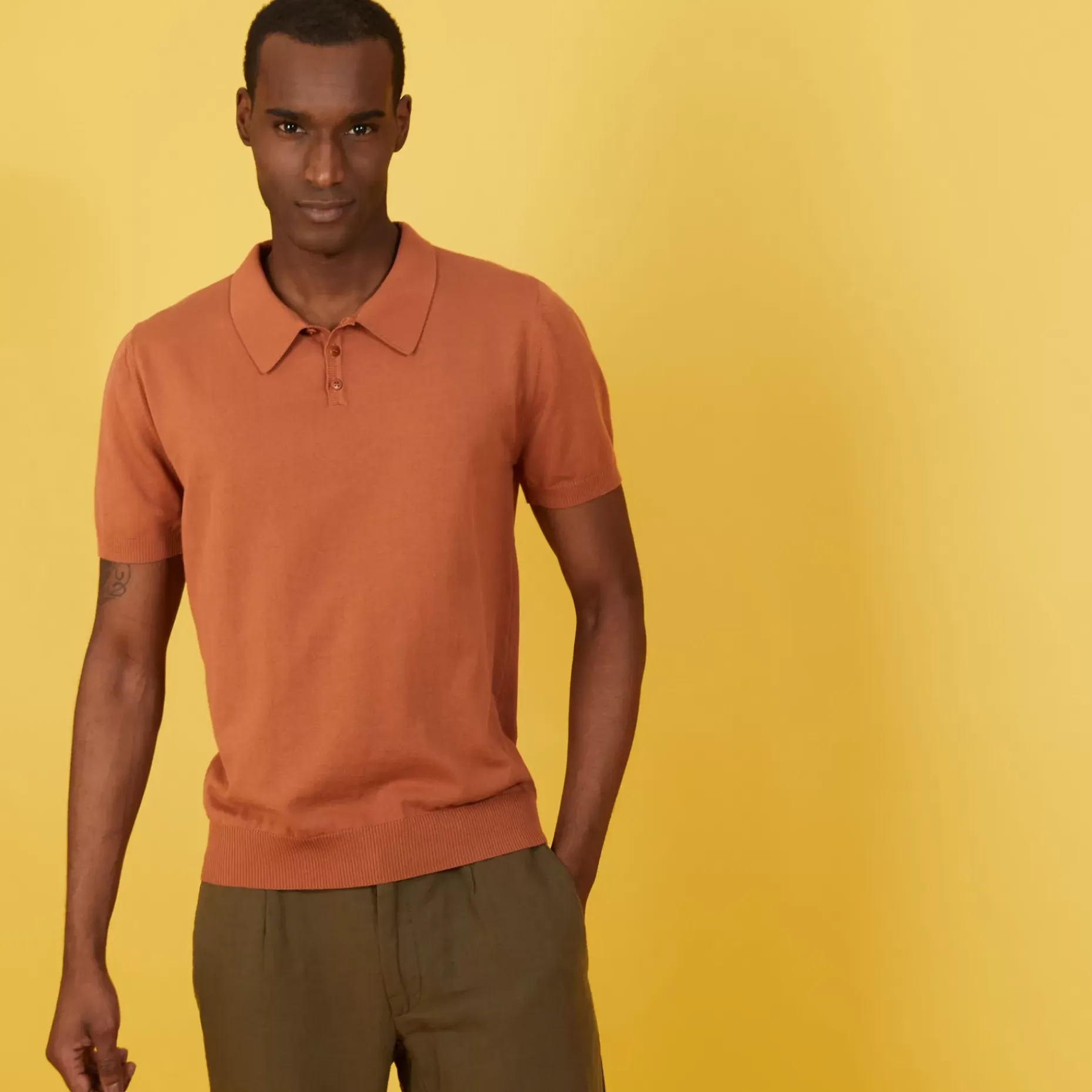 Maison Montagut Polos>Polo Uni En Coton Sec - Bank