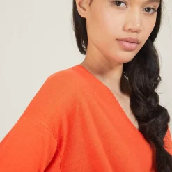 Maison Montagut Pulls>Pull A Fentes Col V En Laine Merinos - Bernice