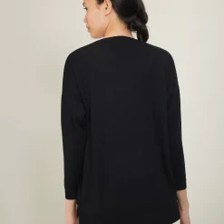 Maison Montagut Pulls>Pull A Fentes Col V En Laine Merinos - Bernice