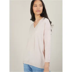 Maison Montagut Pulls>Pull A Fentes Col V En Laine Merinos - Bernice