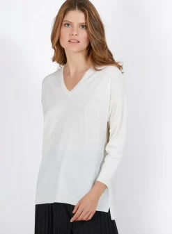 Maison Montagut Pulls>Pull A Fentes Col V En Laine Merinos - Bernice