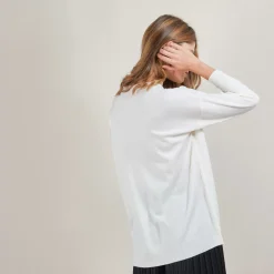 Maison Montagut Pulls>Pull A Fentes Col V En Laine Merinos - Bernice