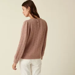 Maison Montagut Pulls>Pull A Jeux De Point Fantaisie En Mohair - Camelia