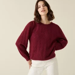 Maison Montagut Pulls>Pull A Jeux De Point Fantaisie En Mohair - Camelia