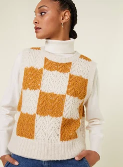Maison Montagut Pulls>Pull Ajoure Sans Manches En Laine Cocon - Geva