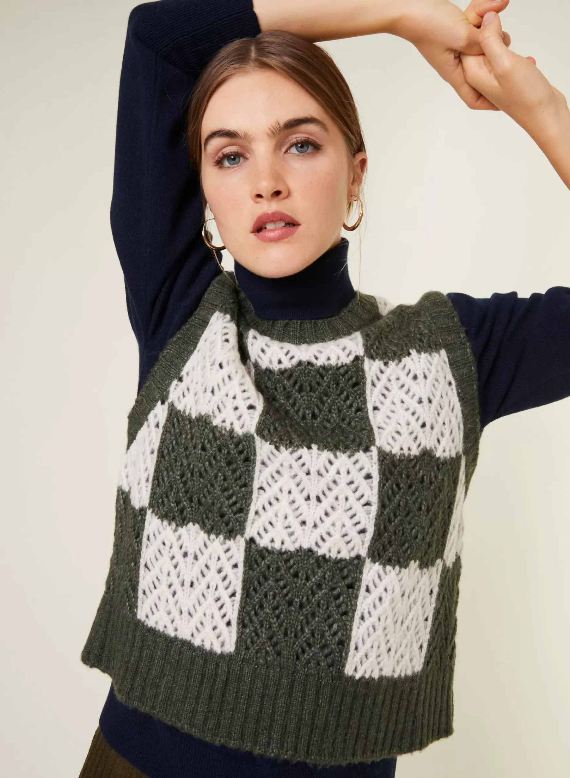 Maison Montagut Pulls>Pull Ajoure Sans Manches En Laine Cocon - Geva