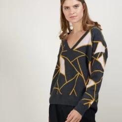 Maison Montagut Pulls>Pull A Motifs Geometriques En Cachemire - Felix