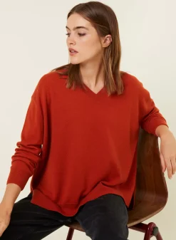 Maison Montagut Pulls>Pull Ample A Fentes Col V En Cachemire - Alienor
