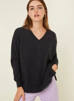 Maison Montagut Pulls>Pull Ample A Fentes Col V En Cachemire - Alienor