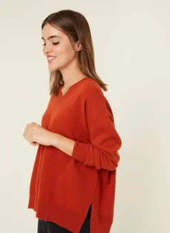 Maison Montagut Pulls>Pull Ample A Fentes Col V En Cachemire - Alienor