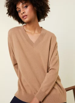 Maison Montagut Pulls>Pull Ample A Fentes Col V En Cachemire - Alienor