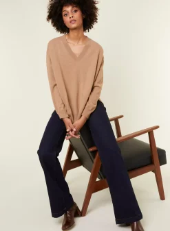 Maison Montagut Pulls>Pull Ample A Fentes Col V En Cachemire - Alienor