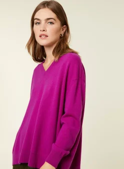 Maison Montagut Pulls>Pull Ample A Fentes Col V En Cachemire - Alienor
