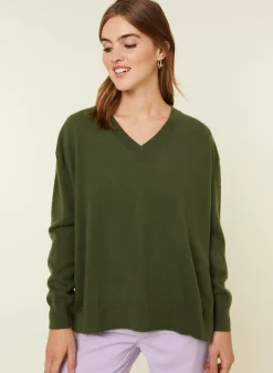 Maison Montagut Pulls>Pull Ample A Fentes Col V En Cachemire - Alienor