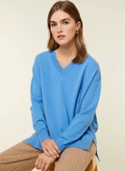 Maison Montagut Pulls>Pull Ample A Fentes Col V En Cachemire - Alienor