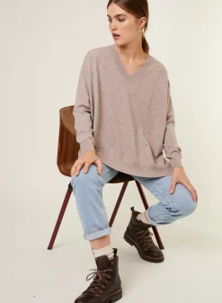 Maison Montagut Pulls>Pull Ample A Fentes Col V En Cachemire - Alienor