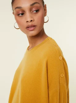 Maison Montagut Pulls>Pull Ample Boutonne A Col Rond En Cachemire - Acene