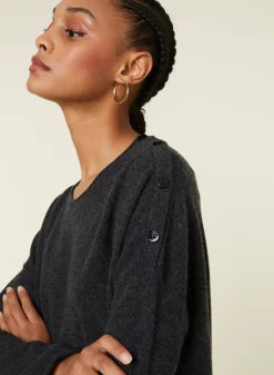 Maison Montagut Pulls>Pull Ample Boutonne A Col Rond En Cachemire - Acene