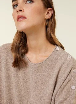 Maison Montagut Pulls>Pull Ample Boutonne A Col Rond En Cachemire - Acene