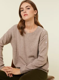 Maison Montagut Pulls>Pull Ample Boutonne A Col Rond En Cachemire - Acene