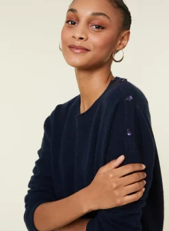 Maison Montagut Pulls>Pull Ample Boutonne A Col Rond En Cachemire - Acene