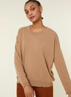Maison Montagut Pulls>Pull Ample Boutonne A Col Rond En Cachemire - Acene