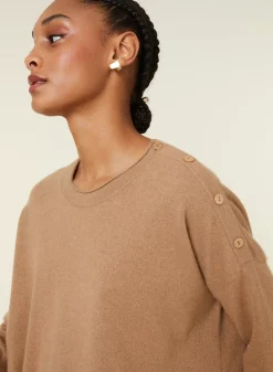 Maison Montagut Pulls>Pull Ample Boutonne A Col Rond En Cachemire - Acene