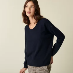 Maison Montagut Pulls>Pull Ample Boutonne A Col Rond En Cachemire - Acene