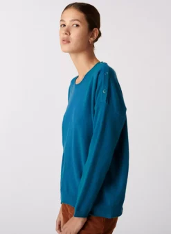 Maison Montagut Pulls>Pull Ample Boutonne A Col Rond En Cachemire - Acene