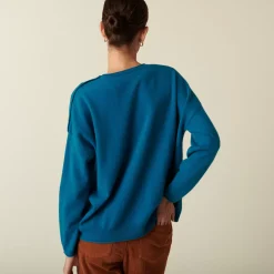 Maison Montagut Pulls>Pull Ample Boutonne A Col Rond En Cachemire - Acene