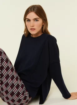 Maison Montagut Pulls>Pull Ample Col Rond En Laine Merinos - Guerande