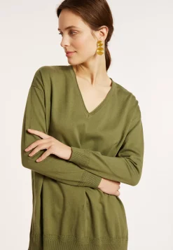 Maison Montagut Pulls>Pull Ample Col V En Coton Bio - Meve