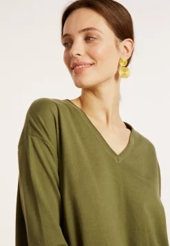 Maison Montagut Pulls>Pull Ample Col V En Coton Bio - Meve