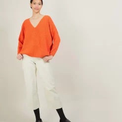 Maison Montagut Pulls>Pull Ample Col V En Laine Et Soie - Baba