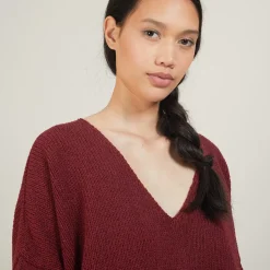 Maison Montagut Pulls>Pull Ample Col V En Laine Et Soie - Baba